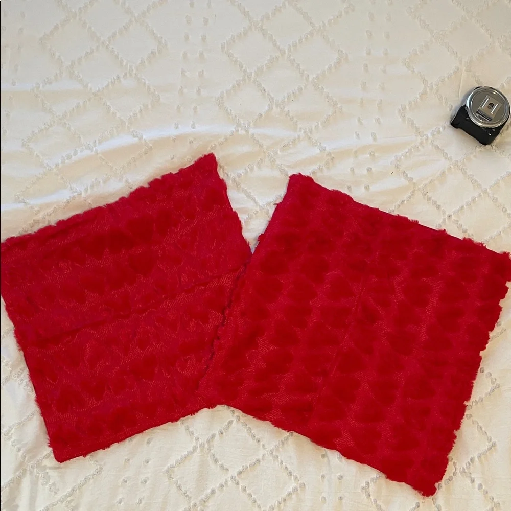 Luxurious Red heart Textured Throw Pillow covers set of two new
